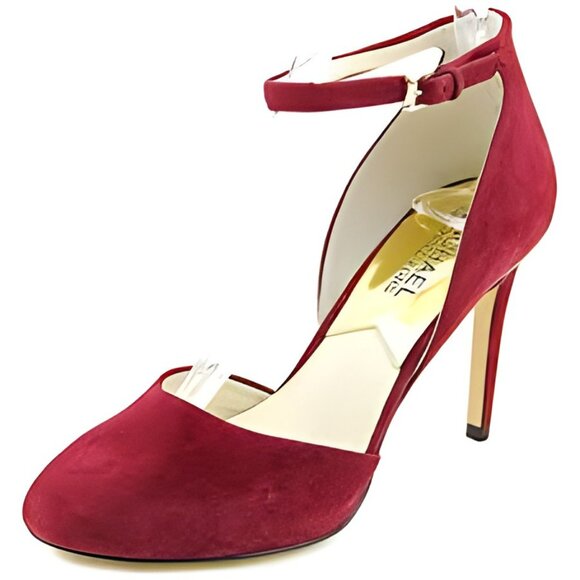 Michael Kors Saffron Red Leather Ankle Strap Holiday D'Orsay Court Heels Pumps 9 - Picture 1 of 7